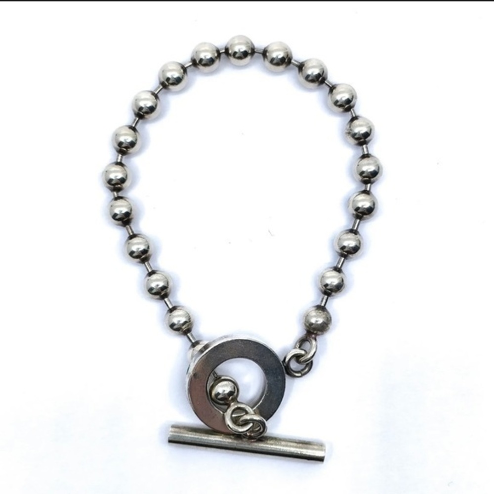Gucci Sterling Silver Boule Beaded Toggle Bracelet